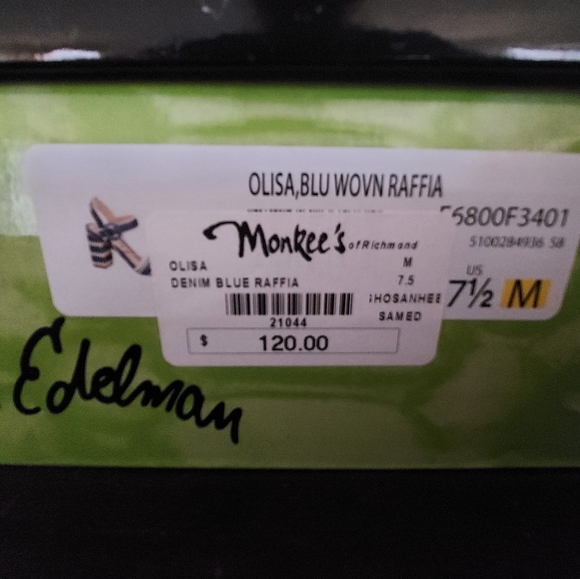 Sam Edelman Olisa blue woven raffia saddles, size 7.5 - Picture 5 of 6